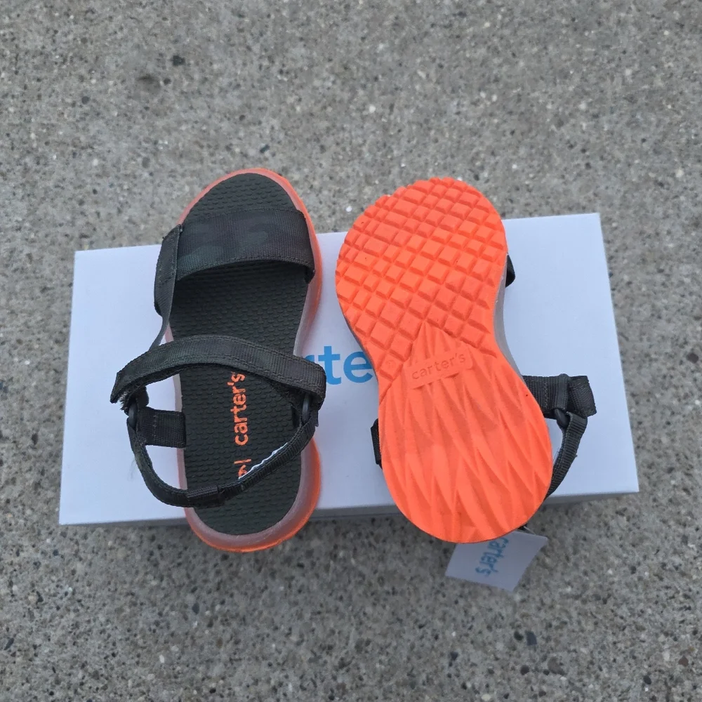 Carter's Kids Sandals - Black and Orange Size 8